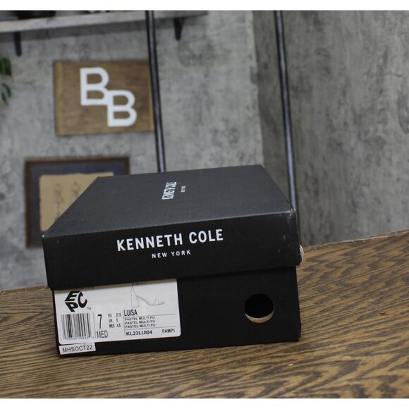 NWT Kenneth Cole New York Block Heel Luisa Wedge Sandal Rose Gold Multi Pink 7M - Picture 11 of 13